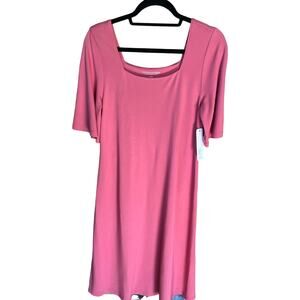 NWT SOFT SURROUNDINGS pink midi dress size S small short sleeve scoop neck